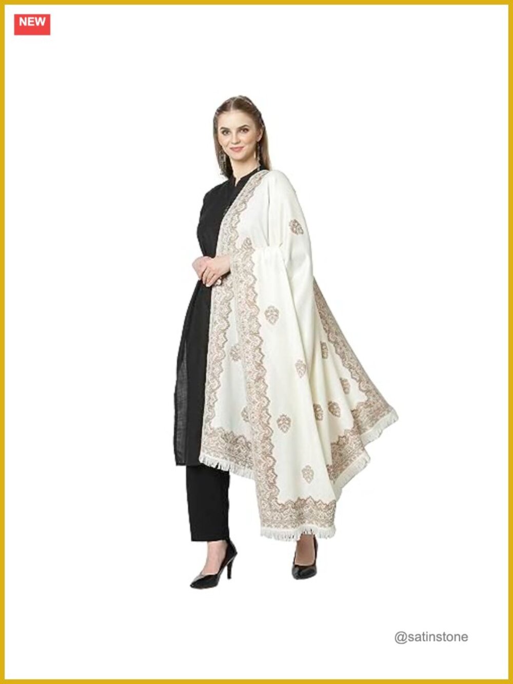 Women's Pashmina Wool Blend Handwoven Wraps Shawl Paisley Winter Pairing Gifts
